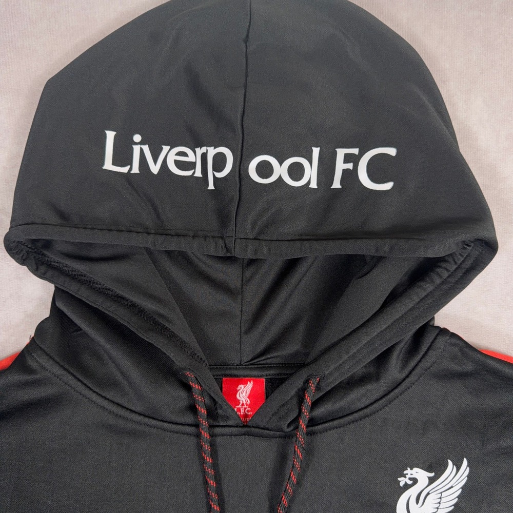Liverpool FC Hoodie Official LFC Product Polyester Chevron XL Black Red Soccer - Picture 5 of 10